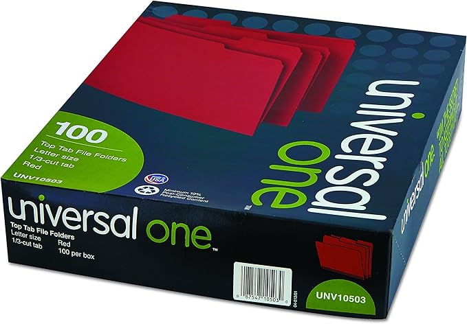 Universal One Bright Top Tab Classification Folder, Red/Light Red (10503)