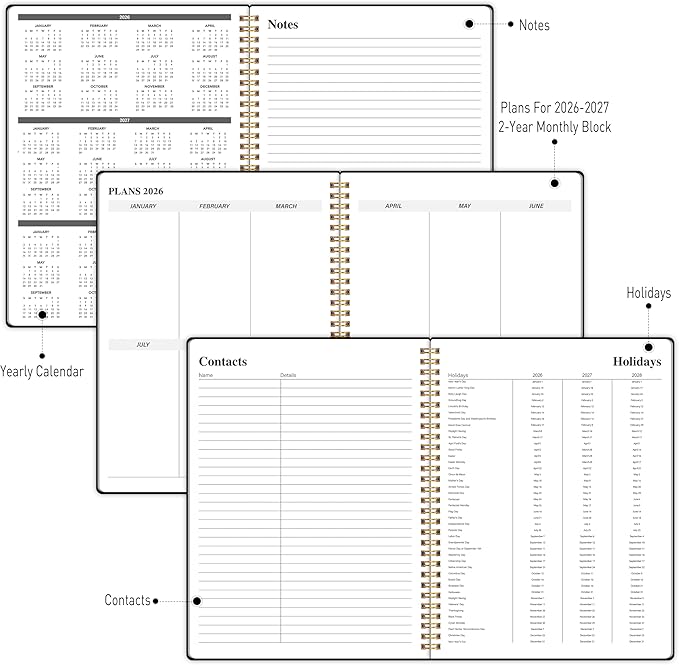 2026-2027 Monthly Planner, Calender Planner from Jan 2026 - Dec 2027, 24 Months for Planning with Habit Tracker, To-Do List, Goals,Summary ,7.5" x 10", Spiral Bindding for Personal Organizer and Office Supplies