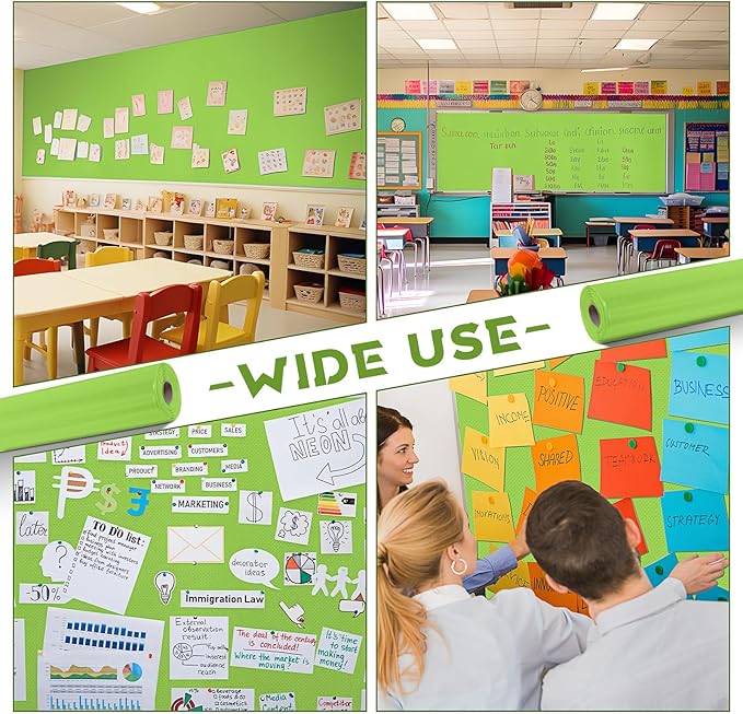 Hahafelt 16 in x 40 Ft Fabric Bulletin Board Roll Classroom Non Woven Fabric Background Decorations Waterproof Wrinkle Resistant Bulletin Board for Back to School Wall Decor(Fruit Green,Pure)