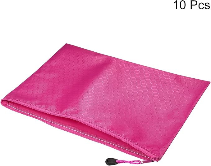 PATIKIL Waterproof Zipper File Bags, 10 Pack A4 Size Document Pocket Storage Organizer Pouch for Travel Office Supply, Rose Red