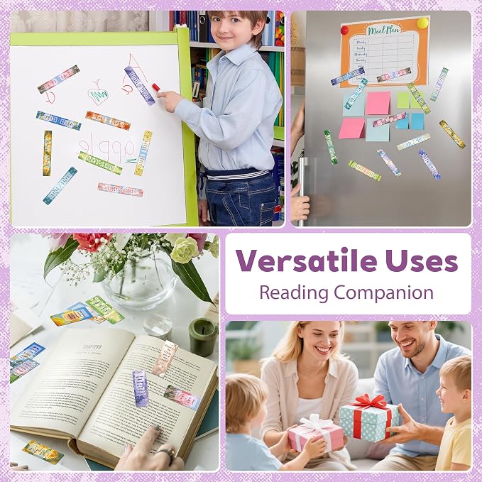 144Pack Magnetic Bookmarks Bible Bookmark Christian Bookmarks Bulk Book Marks for Reading Women Men Adults Kids Book Lovers Gifts, Cute Personalized Religious Magnet Bookmark Clips (Flower)