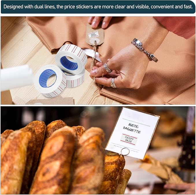 Abaodam Price Tag Stickers 10 Rolls Single Row Self-Adhesive Marking Labels for Retail Stores Jewelry Pricing and Sale Tags with Strong Adhesion