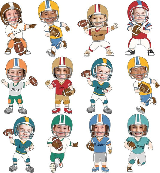 OBUSATT 60 Pcs Football Theme Cutouts Rugby Bulletin Board Decorations Sports Football Paper Cut-Outs Classroom Decor for Boys Girl Classroom DIY Craft Photo Kindergarten Preschool Wall Supplies Rugby