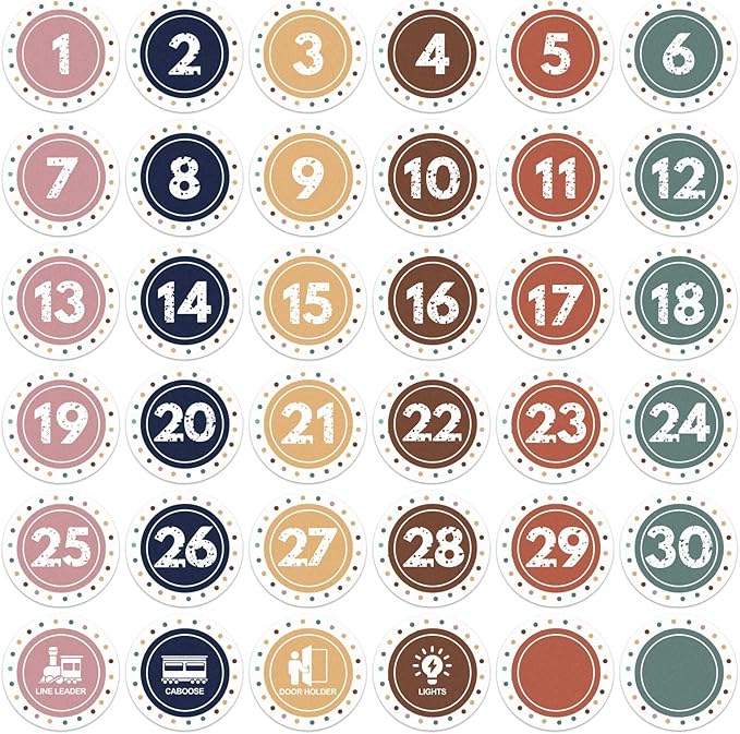 Boho Line up Spots for Classroom - 36pcs Number Stickers for Classroom Floor Stickers Dots Floor Decals for Classrooms Lining up Back to School Kindergarten Preschool Supplies