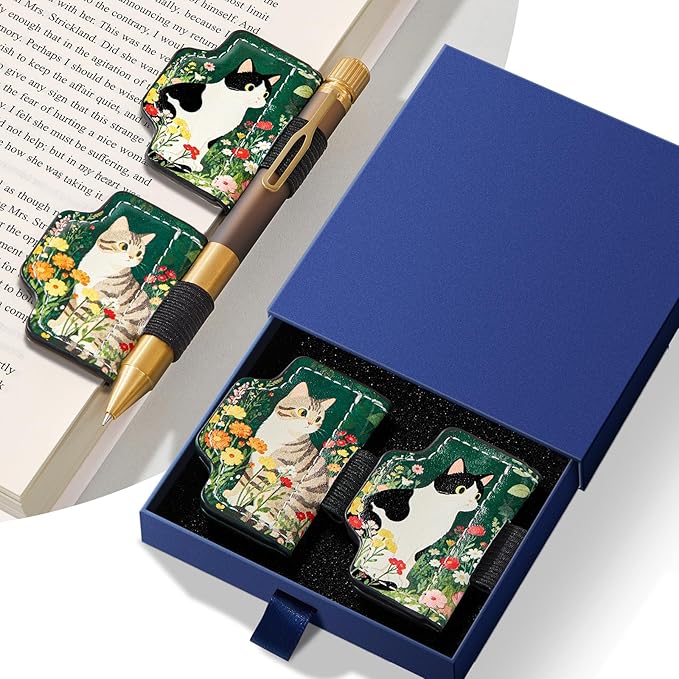 2 Pcs Cat Magnetic Bookmarks with Gift Box,Book Leather Markers for Women, Book Marks Cute Bookmarks for Women, Cute Magnetic Bookmarks for Women, Book Marks for Reading Women
