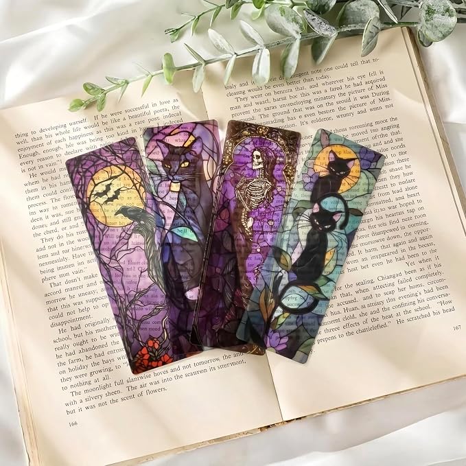 Dark Romance Bookmark Gifts - 10 Pcs Gothic Stained Glass Bookmarks for Women Men Book Lovers Aesthetic Page Marks Merch School Reading Accessories Bookish Halloween Birthday Graduation Gift