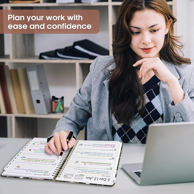 2026 Planner, Weekly and Monthly Calendar Planner Book, January 2026 - December 2026, Hardcover Spiral Planner with Monthly Tabs, Notes Pages, Perfect for Women & Men, A5 (6.4" x 8.5") - Mushroom