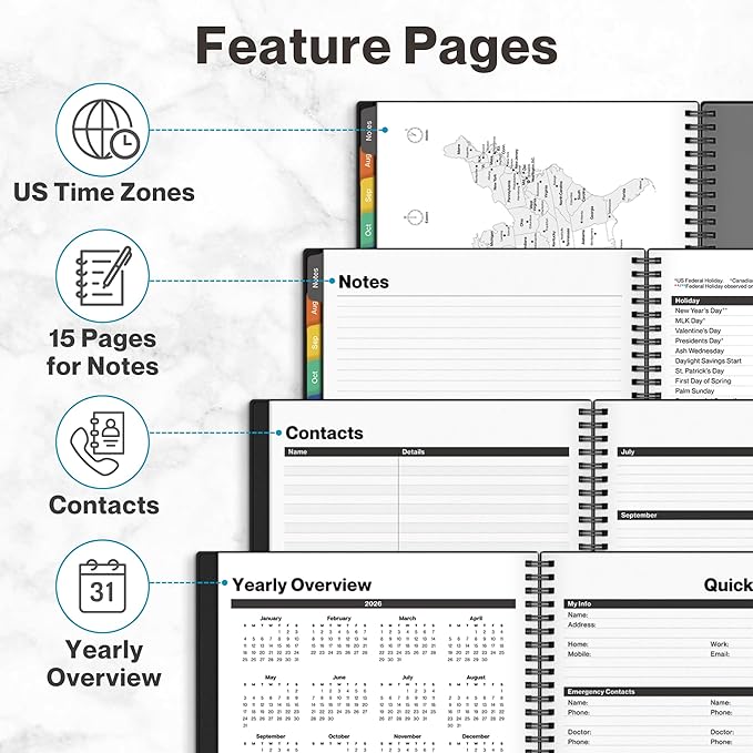 Dunwell 2026-2027 Planner 8.5x11, July 2026 to June 2027, Weekly Monthly Agenda with Colorful Tabs, Large Daily Organizer, Bookmark, Notes & Stickers