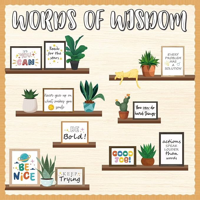 VABAMNA Bulletin Board Decorations for Classroom, 74Pcs Greenery Positive Affirmation Motivational Cutouts Classroom Must Haves for Teacher School Library Welcome Back to School Door Wall Decor