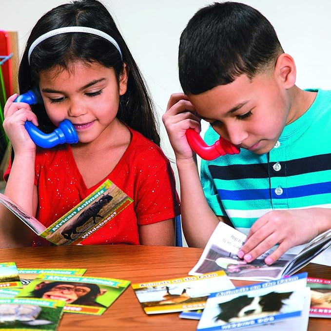 Fun Express Read to Self Auditory Feedback Whisper Phones for Kids, 12 Pack - Speech Therapy Teaching Aide – Accelerate Reading Fluency (Yellow Blue Red Green)
