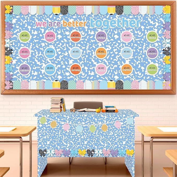 Composition Blue Bulletin Board Paper Roll Blue Dot Bulletin Board Background Paper Fade Resistant Classroom Decoration Poster for Art Craft DIY Projects Home Office Wall Party Supplies 17.7in x 20ft