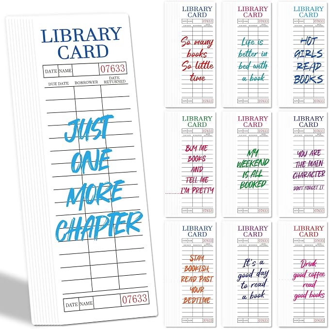 Vintage Bookmark Bulk Gifts - 100 Pcs White Library Card Paper Bookmarks for Women Girls Students Book Lovers Retro Quote Page Clips School Reading Accessories Bookish Birthday Graduation Gift