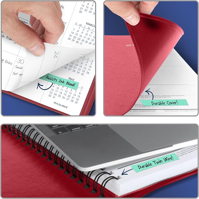 AT-A-GLANCE 2027 Planner, Monthly, 15-Month Jan-Mar, 9" x 11", Unruled Daily Blocks, Red (702501327)