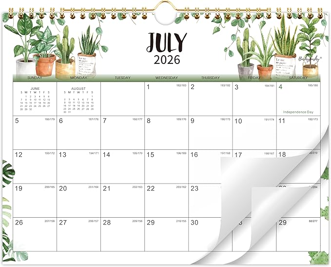 Wall Calendar 2026-2027 - Calendar 2026-2027, Jul. 2026 - Dec. 2027, 11" x 8.5", Wall Calendar 18 month with Twin-Wire Binding + Thick Paper - Plants
