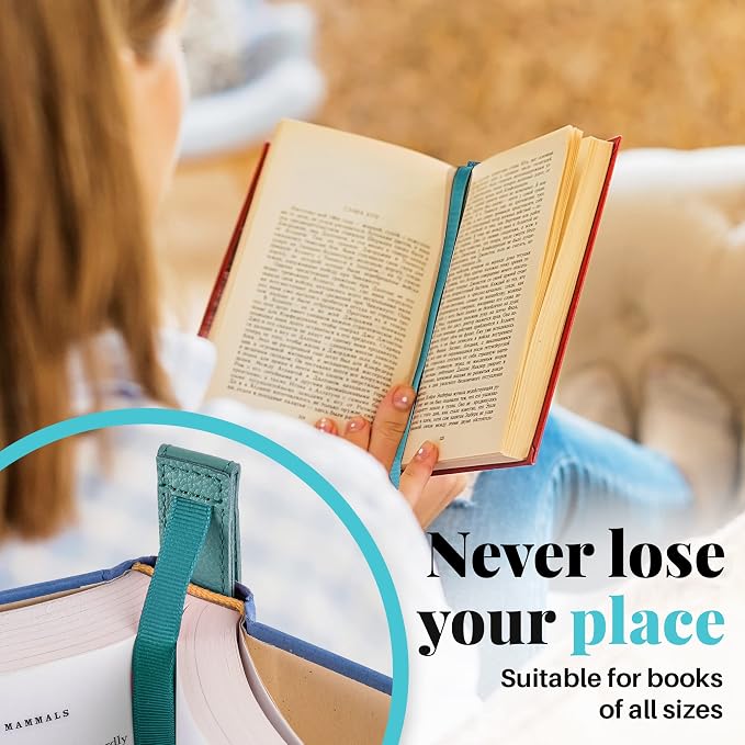 Superior Essentials Planner Magnetic Bookmark - Genuine Leather, Single Long Ribbon Bible Bookmark for Book Lovers - Amplify Your Love for Books with Our Elegant Ribbon Page Marker (1PC, Aqua Blue)