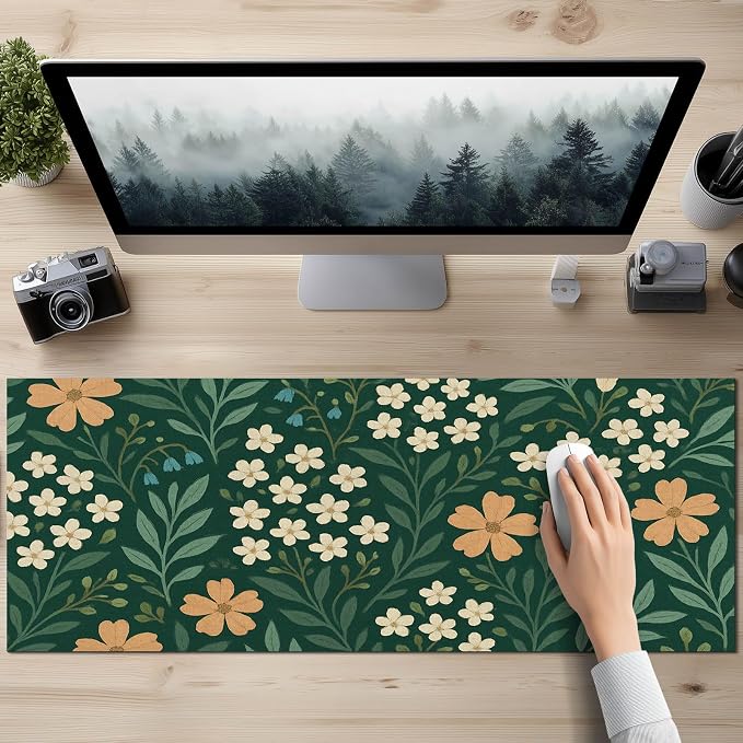 HOMETITUTE Floral Large Mouse Pad 31.5x11.8 Inch Gaming Desk Mat Non Slip Base XL Keyboard Pad Extended Computer Mat Waterproof Mouse Mat Desk Accessories for Office Home Desktop