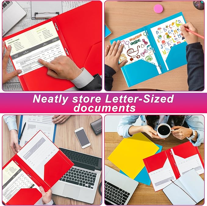 Aegero Folders with Pockets and Prong with Fasteners (6 Pack,Blue),Durable Plastic Pocket Folders with Prongs,Tear Resistant,2 Pocket 3 Prong Folders for Schoolwork & Office,Letter Size