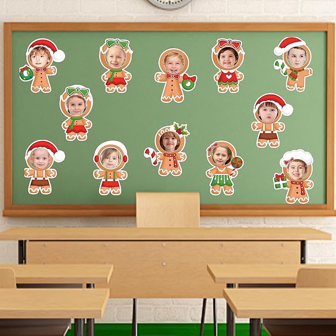 50 Pcs Christmas Gingerbread Cutouts, DIY Bulletin Board Decoration Photo Crafts Xmas Gingerbread Man Set for Winter Holiday Xmas Party School Classroom Home Window Wall Decor Supplies