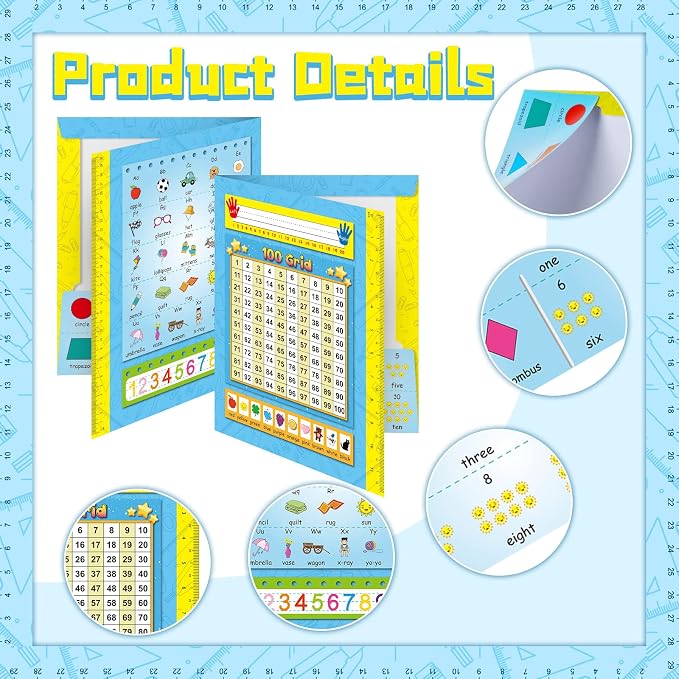 Crtiin Homework Folder for Primary School Students Resource File Folder Organizer Figure Alphabet Cute Folder Portable Aesthetic Document Organizer for Classroom Paper, 11.8 x 9.84 Inch (24 Pcs)