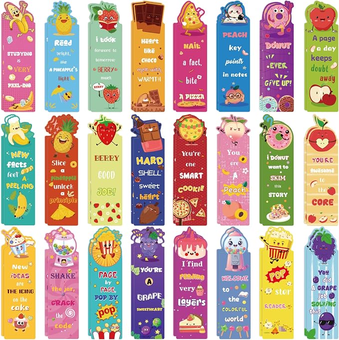 96PCS Scented Bookmarks Scratch and Sniff Bookmark Bulk Paper Bookmarks for Kids Adults Women Students Readers Book Lovers Gifts, 48 Styles Fun Cute Bookmark Inspirational Book Marks with Pun Quotes