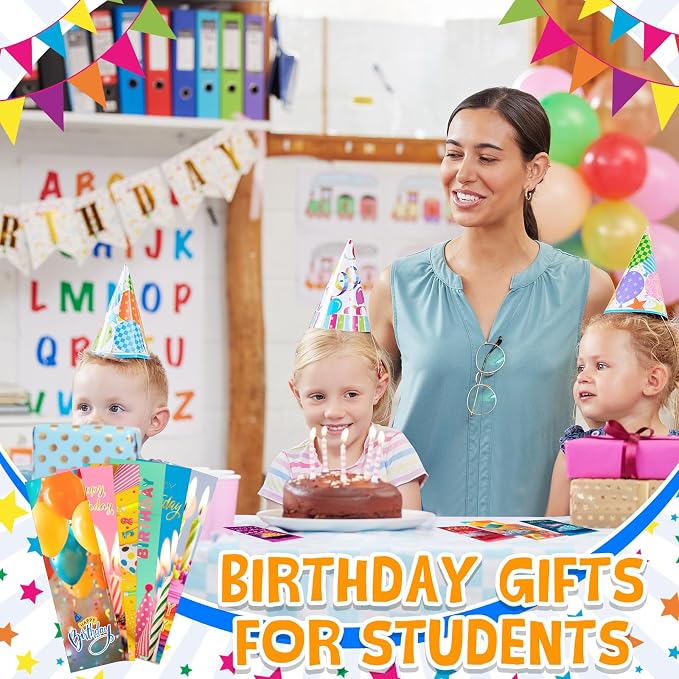 Skyygemm 100 Pcs Happy Birthday Bookmarks Bulk Happy Birthday Classroom Gifts for Kids Students Teacher Reward Back to School Birthday Party Favors Classroom Stationery Supplies (Cake)