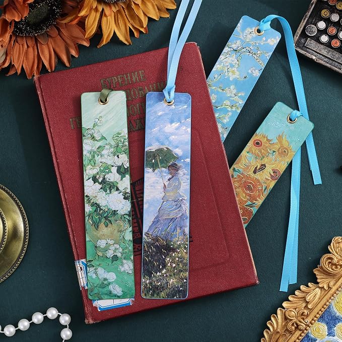 8 Pcs Oil Painting Bookmarks for Women, Bookmarks Set for Book Lover, Book Marks for Reading, Vintage Book Marks for Kids Students Classroom Gift for Teacher