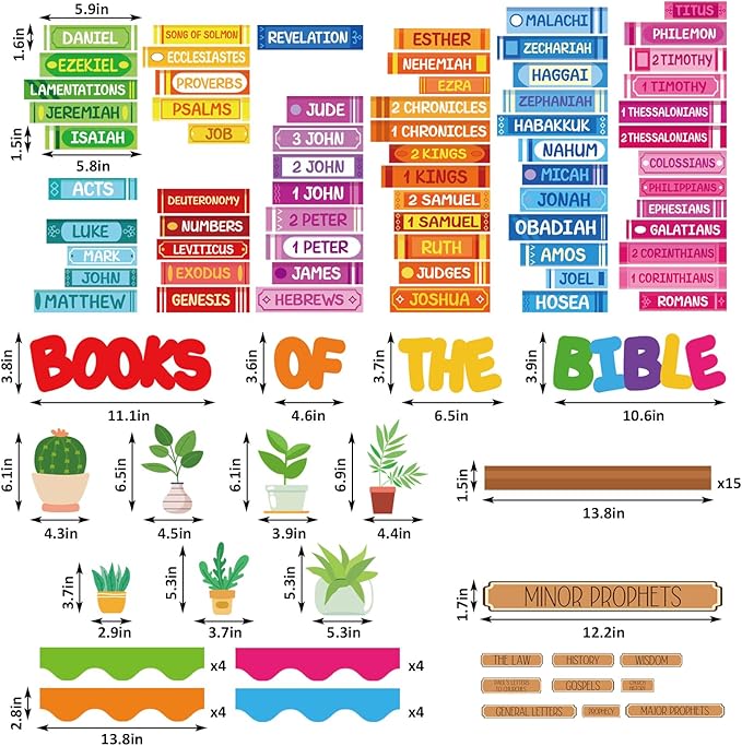 FYSUIMU Bible Learning Bookshelf Bulletin Board Decorations Christian Classroom Decor Back to School Bookshelf Cutouts for Sunday School Classroom Chalkboard Wall Decor
