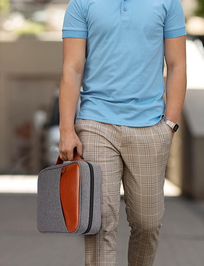 heouvo Bible Covers for Men, Bible Carrying Case with Pockets/Leather Handle, Multi-Functional Large Size Zippered Bible Bag, Great for Bible Study/Daily Use, Bible Case for Men (Gray)