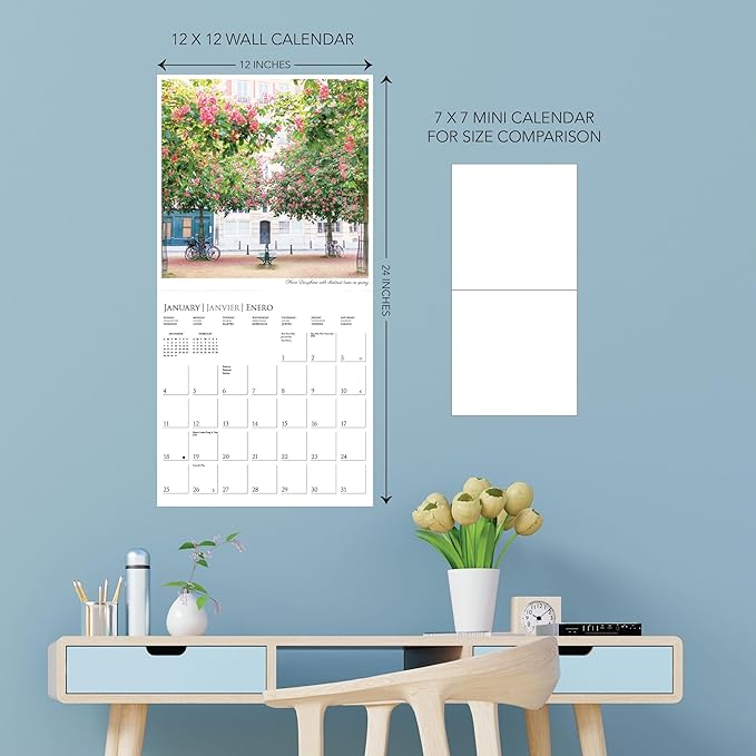 Graphique 2026 A Parisian Life Wall Calendar | 12” x 12” | Thick Paper | Home & Office Organizer | Large Monthly Grid | 3 Languages & Marked Holidays | 4 Month Preview Page for 2027
