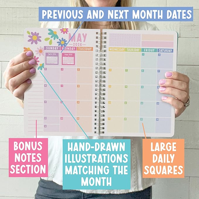 2026-2027 Monthly Planner - 2 Year Monthly Planner 2026-2027, Month Calendar Planners 2026 to 2027, Calendar Book, Pink Month Planners & Organizers