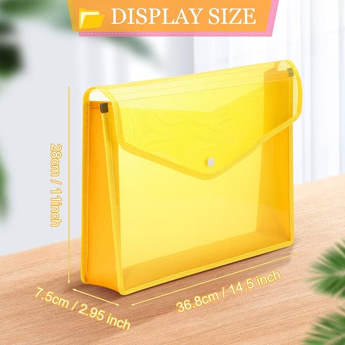 Epakh 14 Pack B4 Plastic Expanding File Folders Waterproof Transparent Expandable File Folder Wallet Document Organizer with Snap Button Closure for School Office Business (Mixed Color)