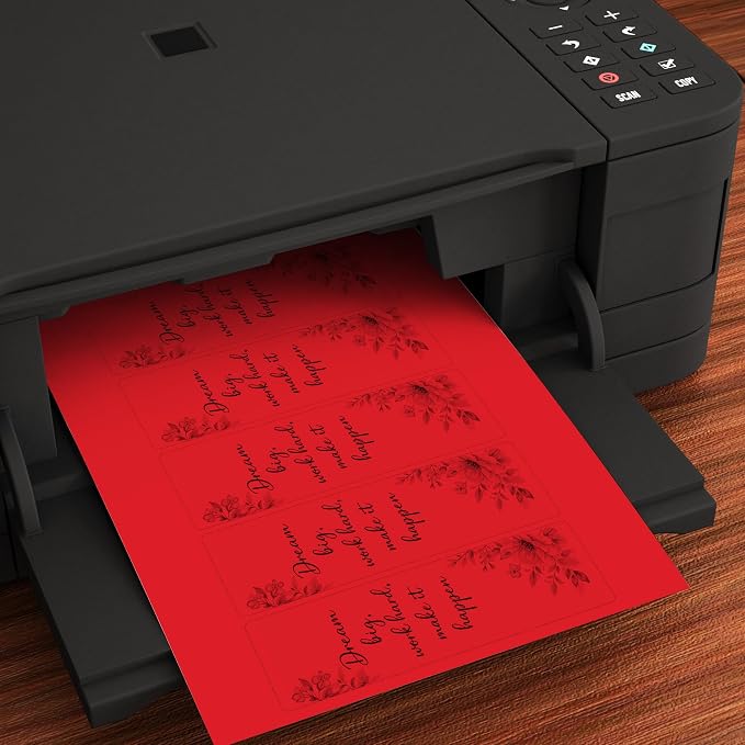 Printable Bookmarks - Blank Bookmark Printing Paper for Inkjet & Laser Printers - 2" x 6" Perforated Bookmarks 5 per Page - 25 Sheets / 125 Book Marks (Holiday Red)