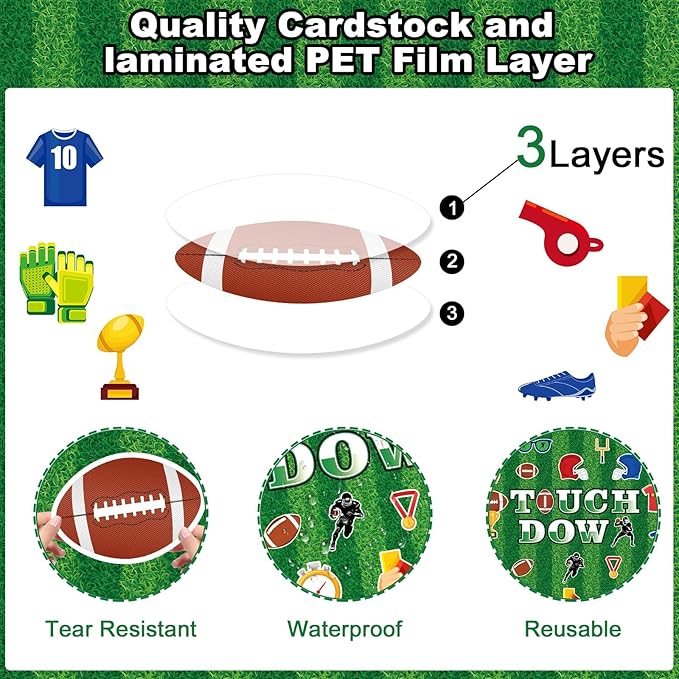 Football Bulletin Board Classroom Decorations with Background Paper & Banner Set Football Touch Down Paper Cutouts for Welcome Back to School Game Day Wall Door Chalkboard Decor