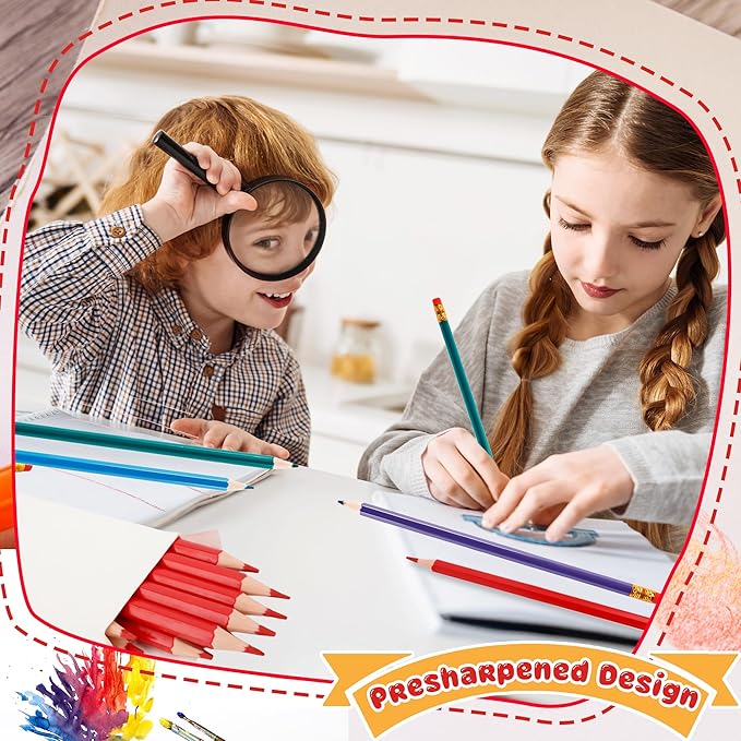 96 Pcs Colored Pencils with Eraser Pre Sharpened Pencils Erasable Wood Checking Pens #2 HB Correcting Pens for School Office Supplies Grade Map Check Test Drawing Editing (Red, Green, Blue, Purple)