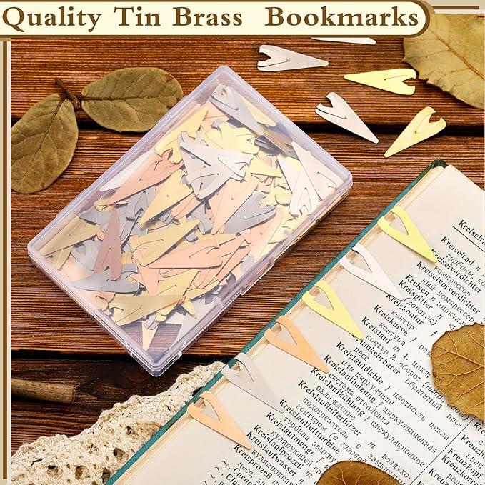 180 Pieces Metal BookDarts Bookmarks Bulk Mini Tin Brass Book Line Marker Mixed Page Marker Clips for Reading Readers Book Lovers Men Women, 3 Colors