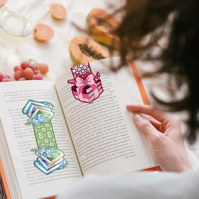 Cute Magnetic Bookmarks, 12 Pcs Floral Magnet Bookmark Clips, Planner Page Marker Gifts for Reading Women Men Students Book Lovers