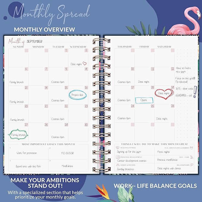 PLANBERRY Weekly Planner Premium – Undated Life Organizer & Budget Planner – Time Management, Goal Setting, To-Do List, Work-Life Balance & Habit Tracker – 6.9″ x 8.5″ (Rose Flamingo)