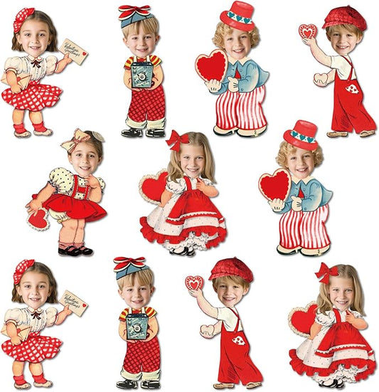 60pcs Vintage Valentine's Day Cutouts Valentines Day Decorations Retro Photo DIY Craft Cutouts Happy Valentine Classroom Bulletin Board Decoration for Home School Office Wall Door Party Supplies