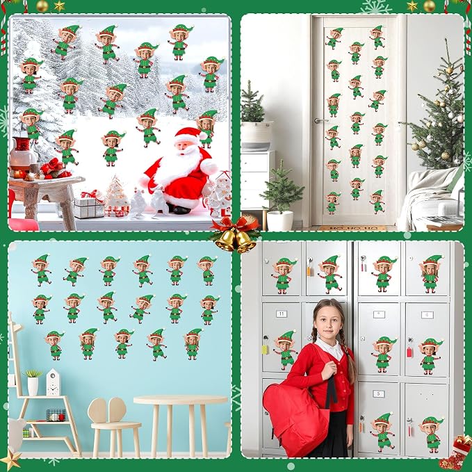 60Pcs Christmas Elf Cutouts Christmas Bulletin Board Decoration Xmas Elf DIY Photo Craft Cutouts Winter Classroom Supplies for Teacher Student Holiday Party School Classroom Home Chalkboard Wall Decor