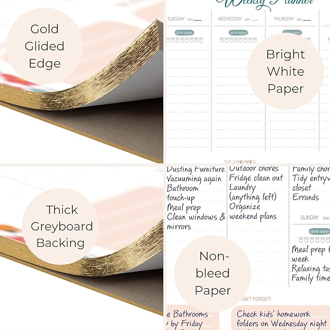 BLU MONACO | Weekly Planner Notepad Tear Off Floral | This Week Notepad 8.5 x 11 | Weekly Dashboard Planner Paper Source Weekly Planner 2026 Style