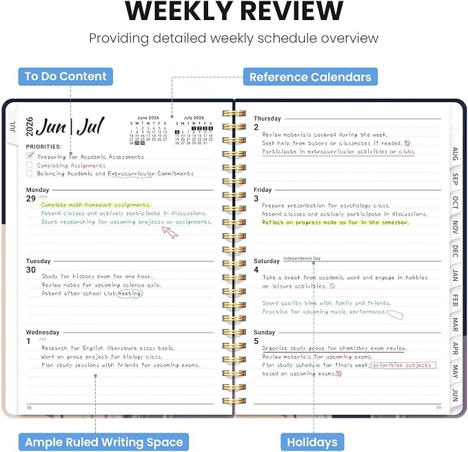 Planner 2026-2027, Monthly and Weekly Calendar Academic Planner July 2026 - June 2027, Hardcover Student Teacher Planning Agenda Book with Tabs, Perfect for Office School Supplies, A5 (6.3" x 8.5") - Midnight Blooms