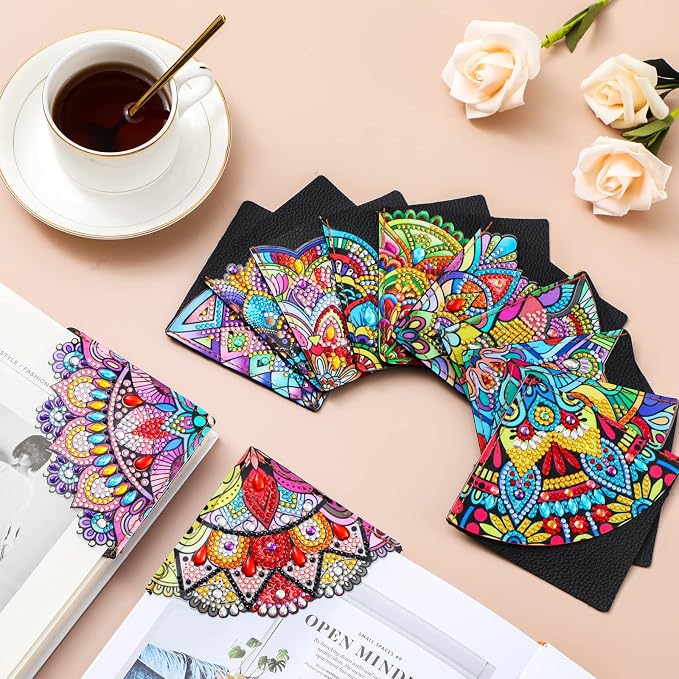 Ireer 12 Pcs 5D Diamond Painting Corner Bookmark Rhinestone PU Leather Diamond Painting Bookmark Triangle Art Bookmarks for Home Office Beginner Adults Birthday Mother Gift(Trendy Style)