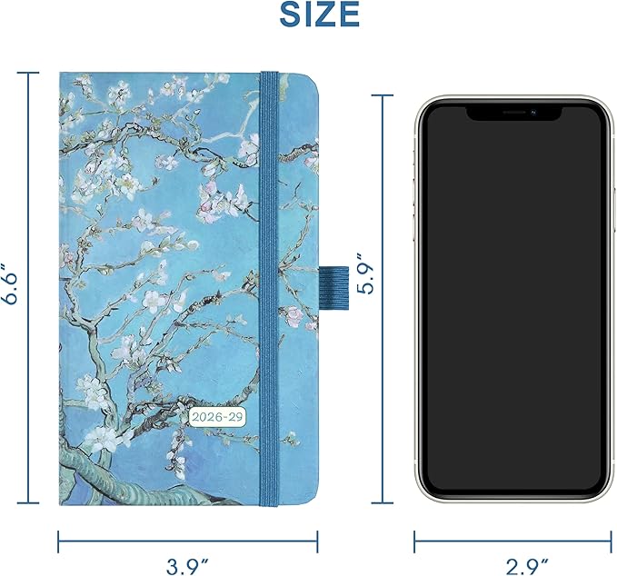2026-2029 Pocket Planner/Calendar - 3 Year Monthly Planner 2026-2029, Jul 2026 - Jun 2029, 6.3" x 3.8", 61 Notes Pages, Inner Pocket, Pen Holder & Elastic Closure