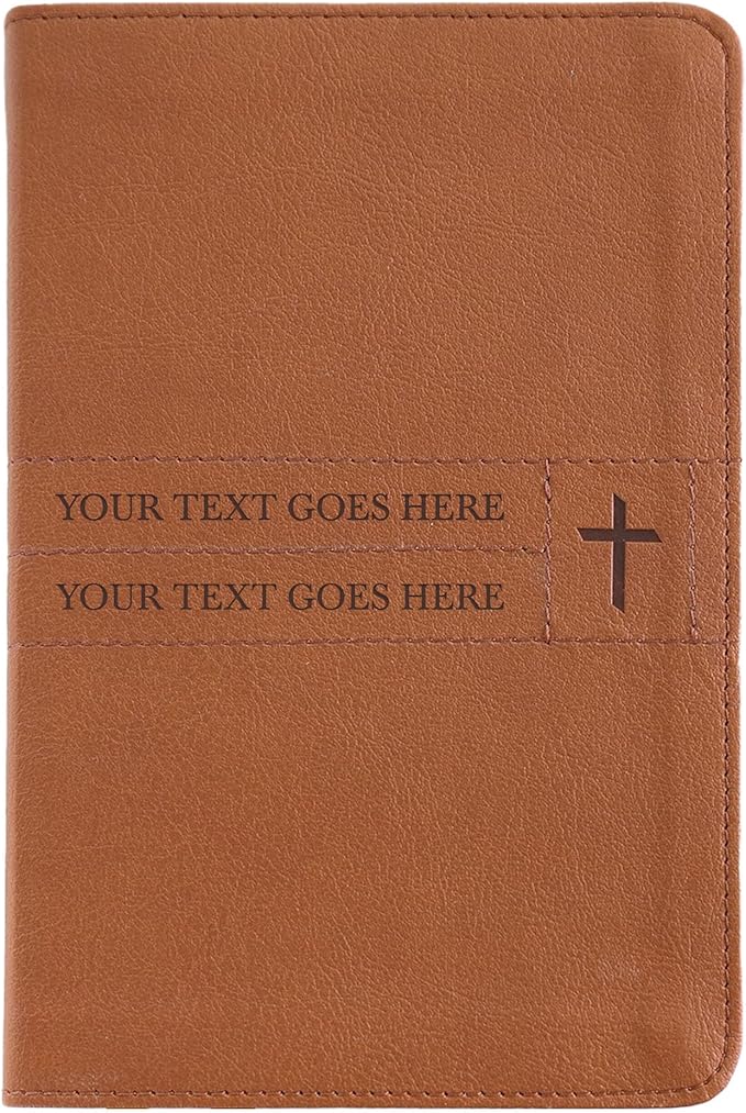 Personalized NIV Small Compact Bible New International Version Faux Leather Holy Bible Small Print with Debossed Custom Name Up to 2 Rows of Text, Gift for Christian & Religious Celebrations, Brown
