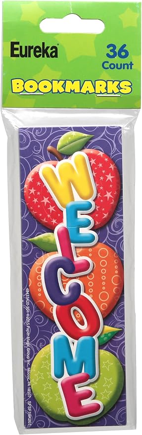Eureka Color My World Apple Bookmarks, Set of 36, Welcome