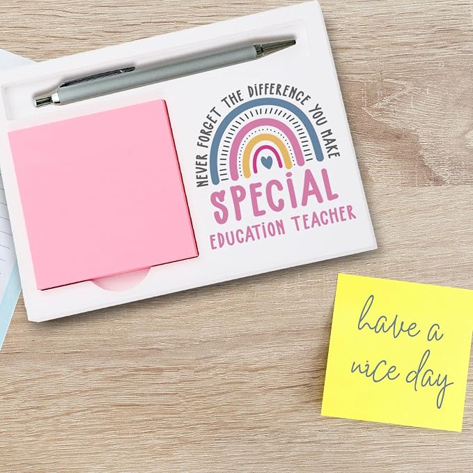 Special Education Teacher Gifts Sticky Note Holder, Thank You Gift for SPED Inclusion Educator, or Resource Room Staff, Teacher Appreciation Week, Graduation or Holiday Recognition PB052
