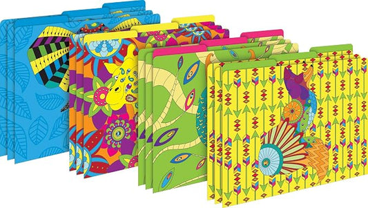 Barker Creek Bohemian Animals File Folders Now on Durable 14pt Stock, 12/PK, Letter Size, 1/3 Cut Tabs, Reversible, Home, School and Office Supplies (2012)