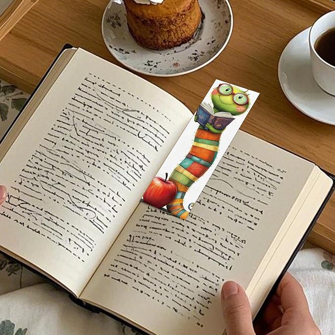 60PCS Cute Bookworm Bookmarks Bulk, Unique Book Marks for Reading Women, Cardstock Book Marker Clips Set for Teachers Bookish Gifts Stationery Office Supplies
