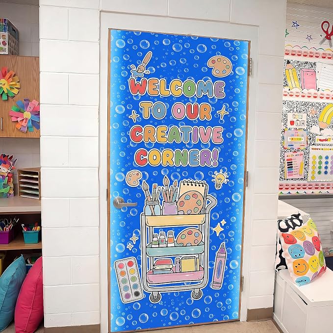 Hahafelt 1 Pack 47 x 108 Inch Fabric Bulletin Board Roll Waterproof Non Woven Classroom Background Decoration Resistant Bulletin Board for Back to School Wall Decor DIY Craft (Bubbles)