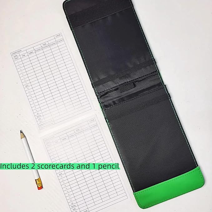Leather Golf Scorecard Holder & Yardage Book Cover – Slim Microfiber Leather Case for Walking Players | Fits 4.5"x7" Scorecards & Yardage Books | Bonus Pencil & Scorecards